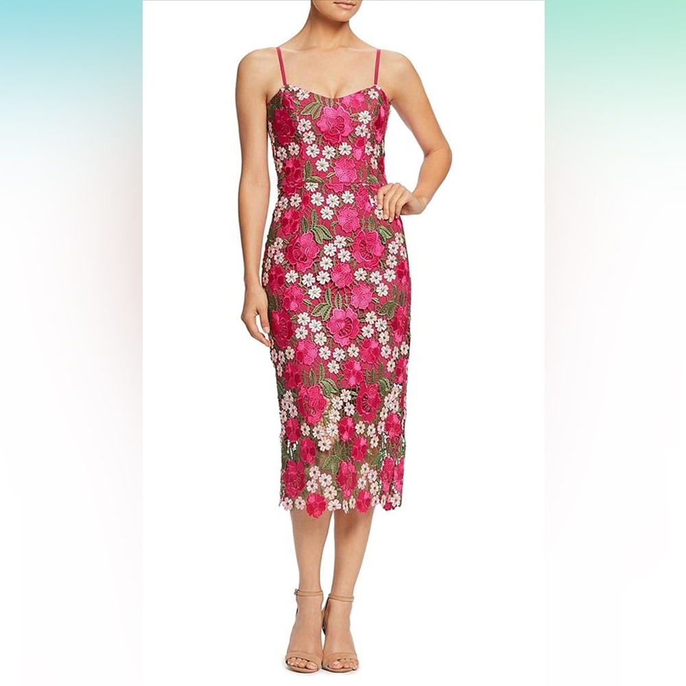 Dress the Population Pink Floral Midi Dress